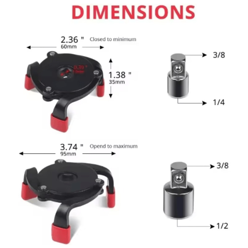 Universal 3 Jaw Oil Filter Remover Adjustable Oil Filter Wrench Tool For Auto Repair 7