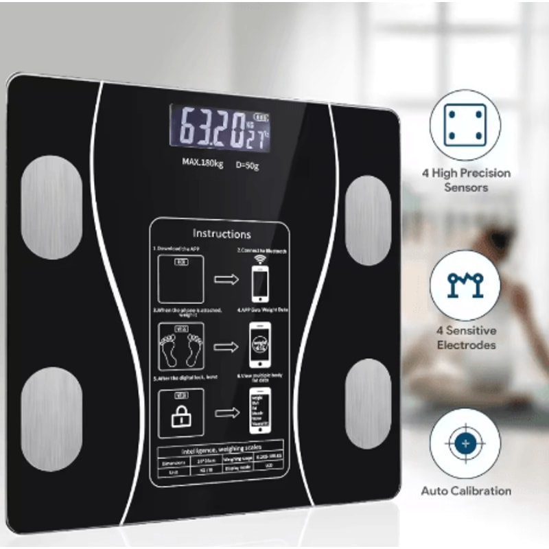 Smart Body Fat Scale With LED Display USB Rechargeable Digital Body Composition Analyzer With App 6