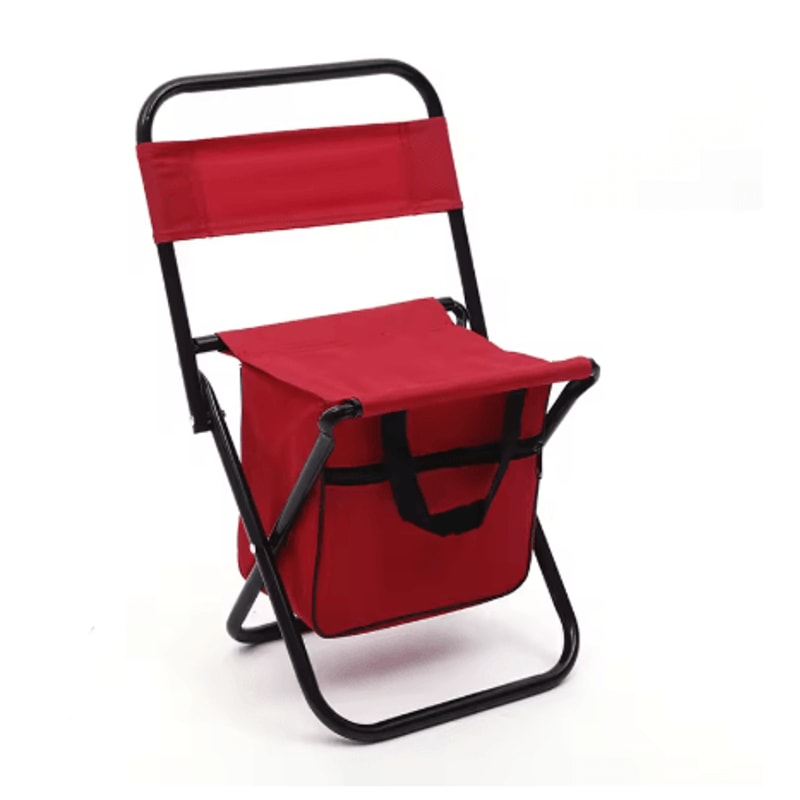 Foldable Fishing Chair With Cooler Bag Lightweight Portable Stool With Backrest 220 Lb Capacity 1