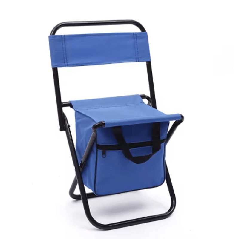 Foldable Fishing Chair With Cooler Bag Lightweight Portable Stool With Backrest 220 Lb Capacity 3