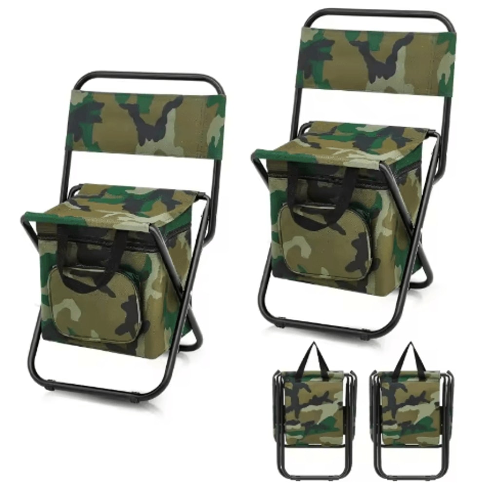 Foldable Fishing Chair With Cooler Bag Lightweight Portable Stool With Backrest 220 Lb Capacity 7