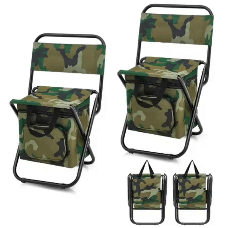 Foldable Fishing Chair With Cooler Bag Lightweight Portable Stool With Backrest 220 Lb Capacity 7