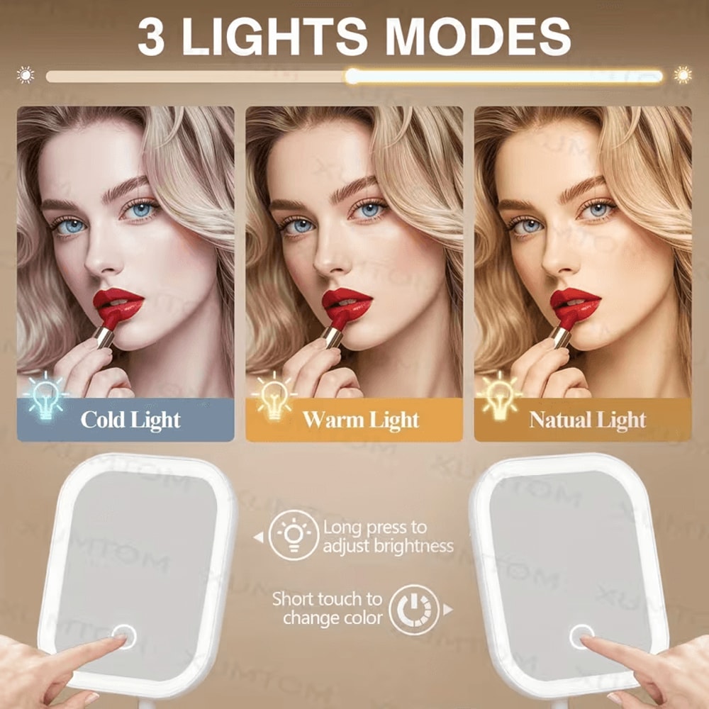 Lighted makeup mirror with touch button