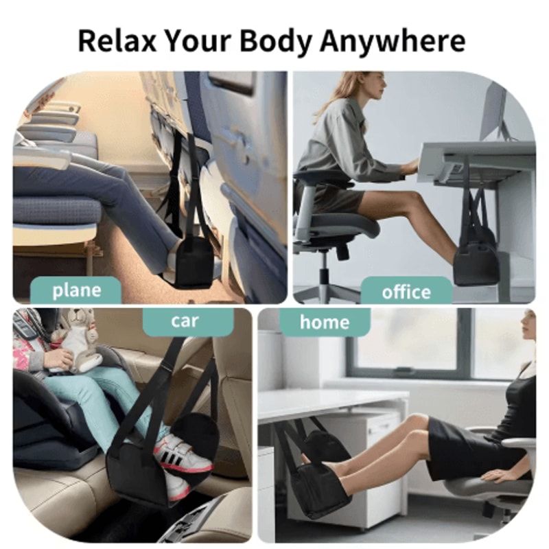 Airplane Foot Hammock With Memory Foam Adjustable Travel Foot Rest With Removable Pad 3