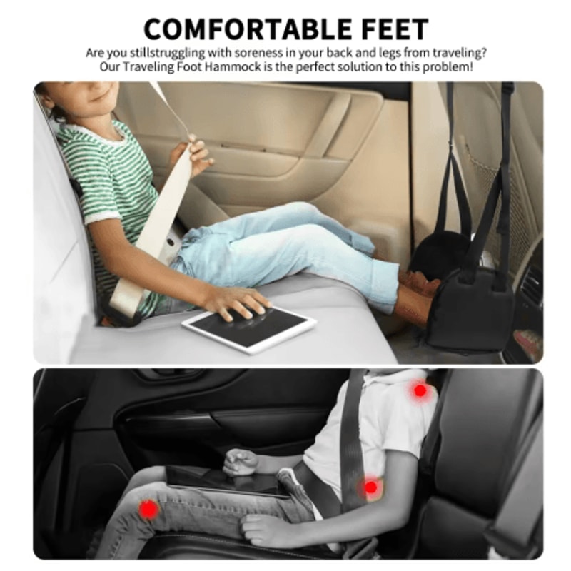 Airplane Foot Hammock With Memory Foam Adjustable Travel Foot Rest With Removable Pad 4
