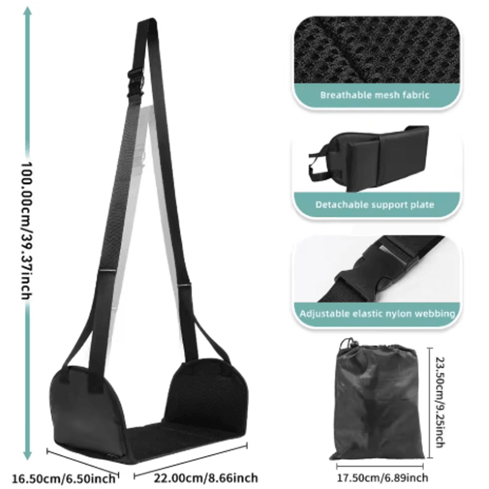 Airplane Foot Hammock With Memory Foam Adjustable Travel Foot Rest With Removable Pad 5