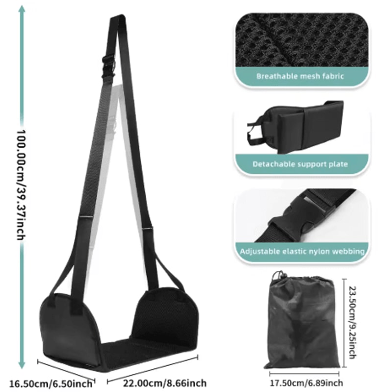 Airplane Foot Hammock With Memory Foam Adjustable Travel Foot Rest With Removable Pad 5
