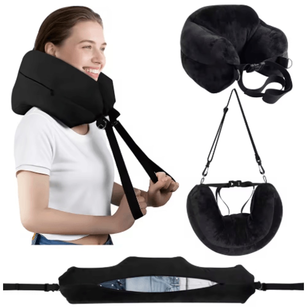 Adjustable U Shaped Travel Neck Pillow Washable Fillable Comfort Pillow For Airplane And Travel 0