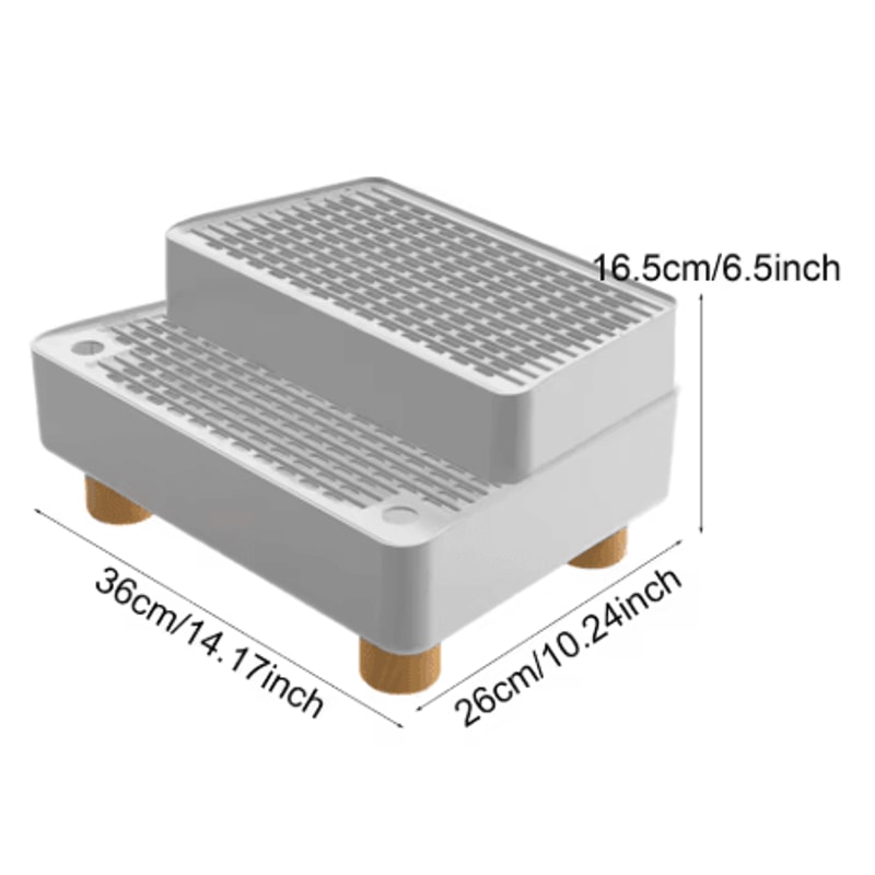 3 Step Cat Litter Box Ramp Non Slip Feet Filter Footboard For Automatic Cat Toilets 3