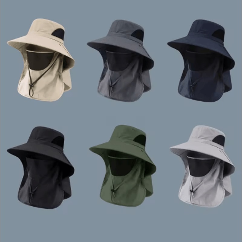 Summer UV Protection Sun Hat Outdoor Fishing And Hiking Bucket Hat With Neck Flap Unisex 10