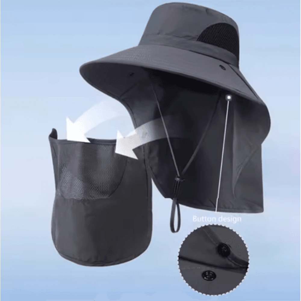 Summer UV Protection Sun Hat Outdoor Fishing And Hiking Bucket Hat With Neck Flap Unisex 9