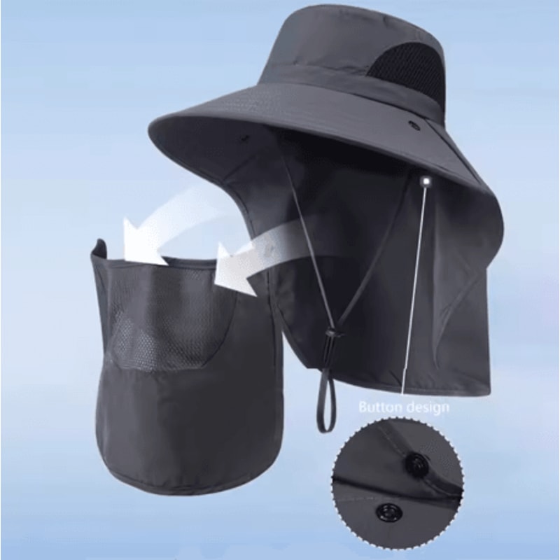 Summer UV Protection Sun Hat Outdoor Fishing And Hiking Bucket Hat With Neck Flap Unisex 9