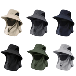 summer uv protection sun hat outdoor fishing and hiking bucket hat with neck flap unisex
