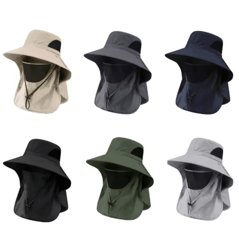 Summer UV Protection Sun Hat Outdoor Fishing And Hiking Bucket Hat With Neck Flap Unisex 0