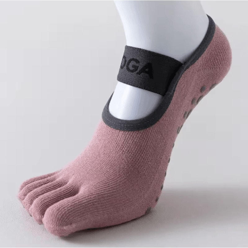 Womens Five Finger Yoga Socks Anti Slip Cotton Fitness Socks For Pilates And Training 2