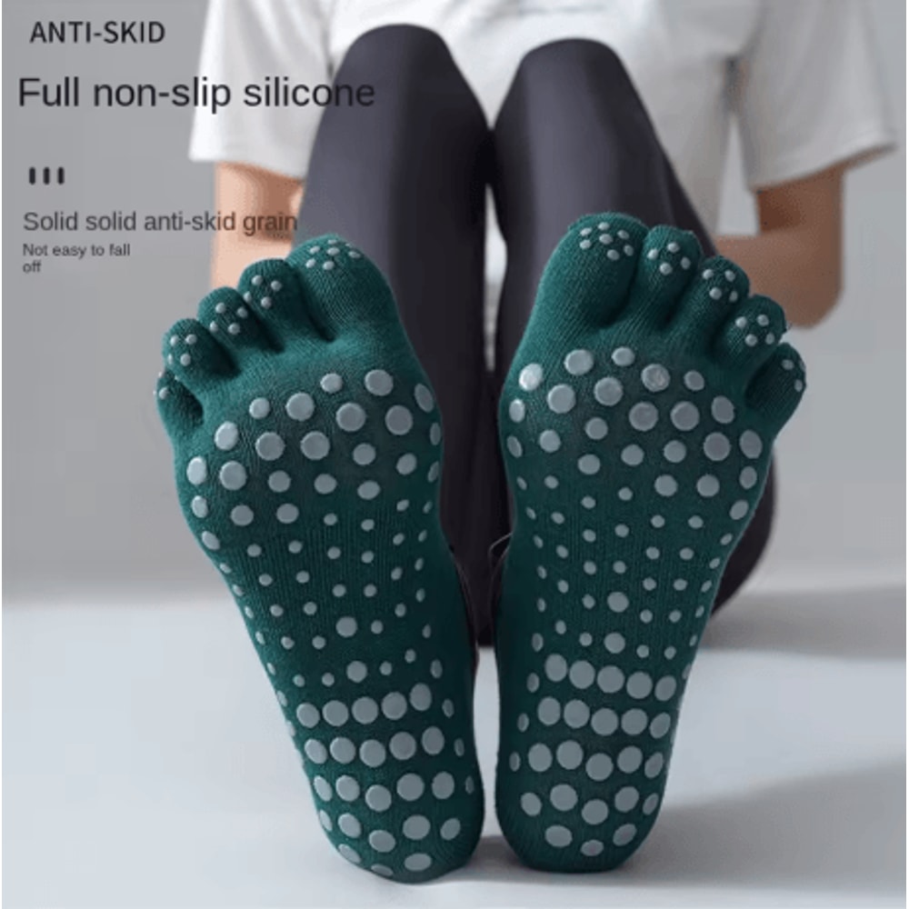 Womens Five Finger Yoga Socks Anti Slip Cotton Fitness Socks For Pilates And Training 10