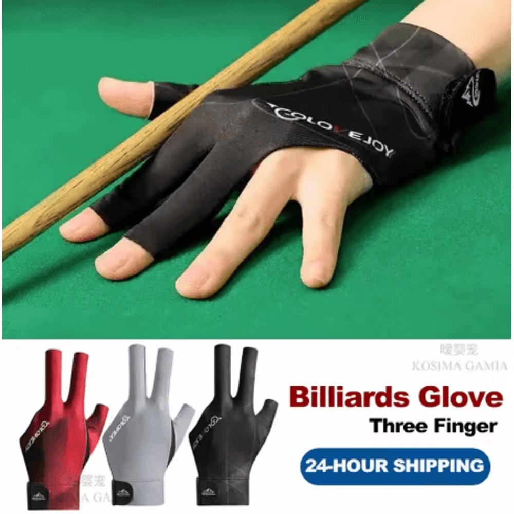 Open Finger Billiard Glove Breathable Polyester Snooker And Pool Glove With Adjustable Strap 0