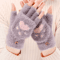 Womens Plush Cat Paw Mittens Thick Warm Fingerless Winter Gloves For Girls 1