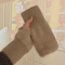 Soft Mink Fleece Fingerless Gloves For Women Plush Knitted Wrist Mittens For Autumn And Winter 3