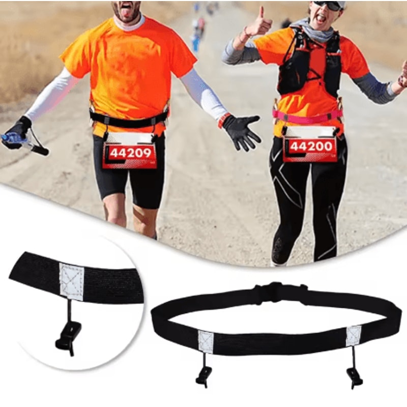 Running Race Number Belt Adjustable Bib Holder Waist Pack With 6 Gel Loops For Triathlon And Marath 3