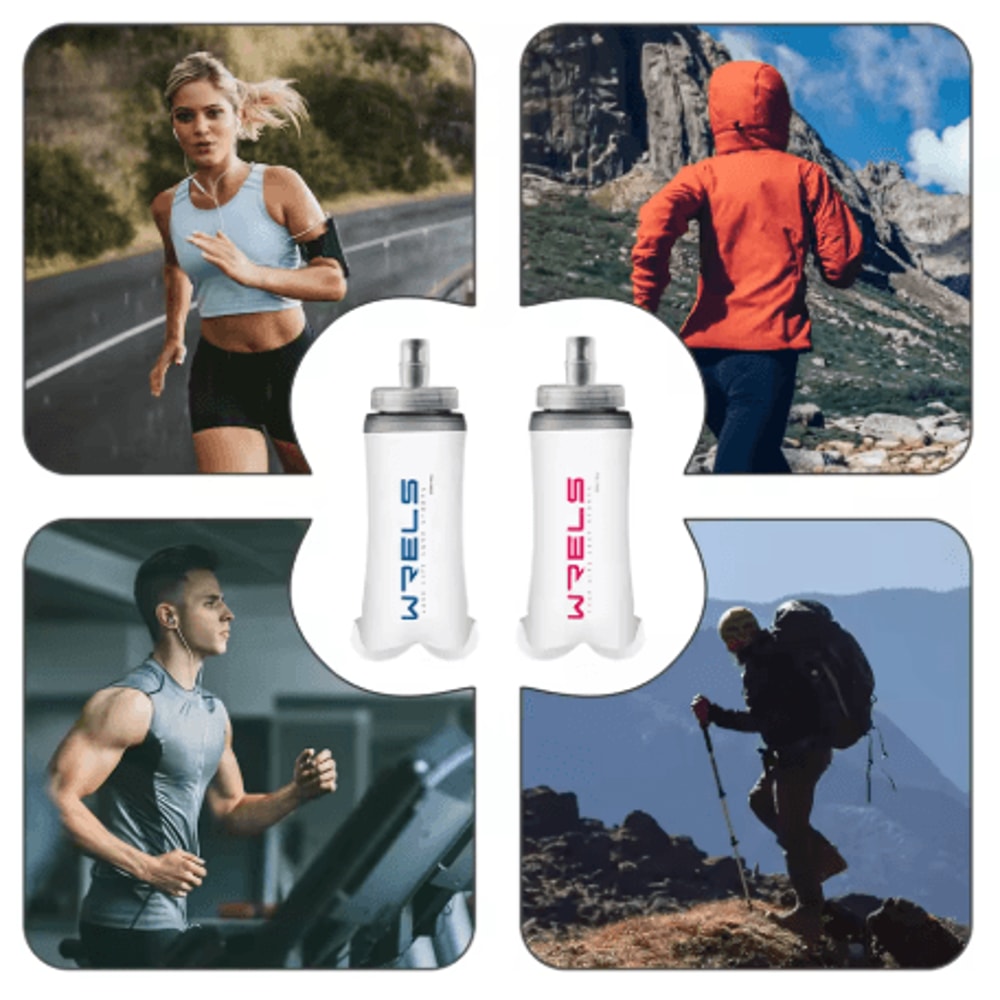 Collapsible Soft Water Bottle Large Caliber Sports Flask For Cycling Hiking And Running 5