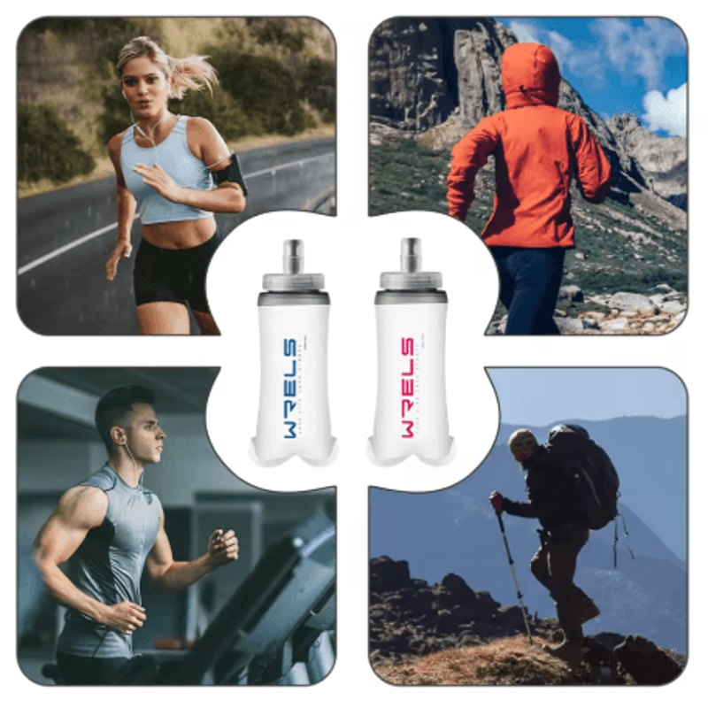 Collapsible Soft Water Bottle Large Caliber Sports Flask For Cycling Hiking And Running 5