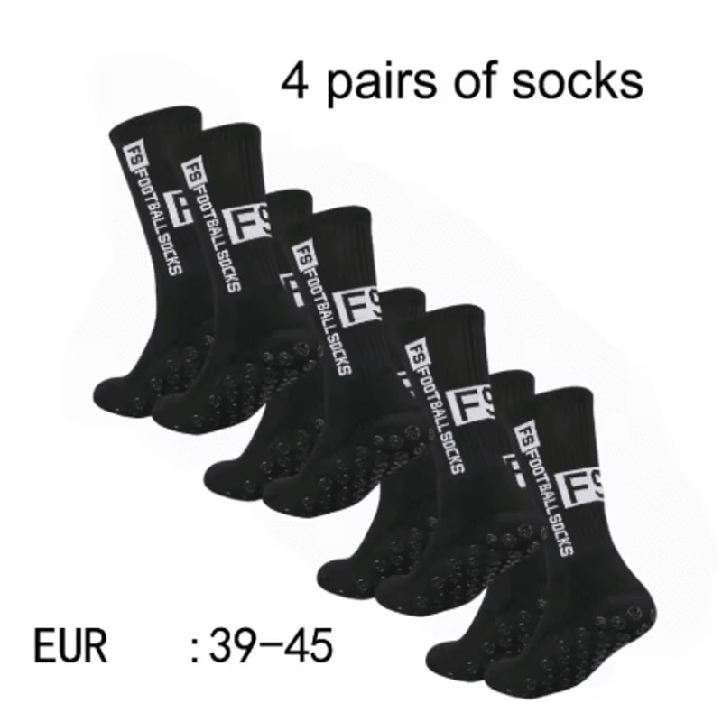 Mens Grip Soccer Socks 4 Pairs Non Slip Athletic Socks With Cushioned Pads For Football Basketball 1
