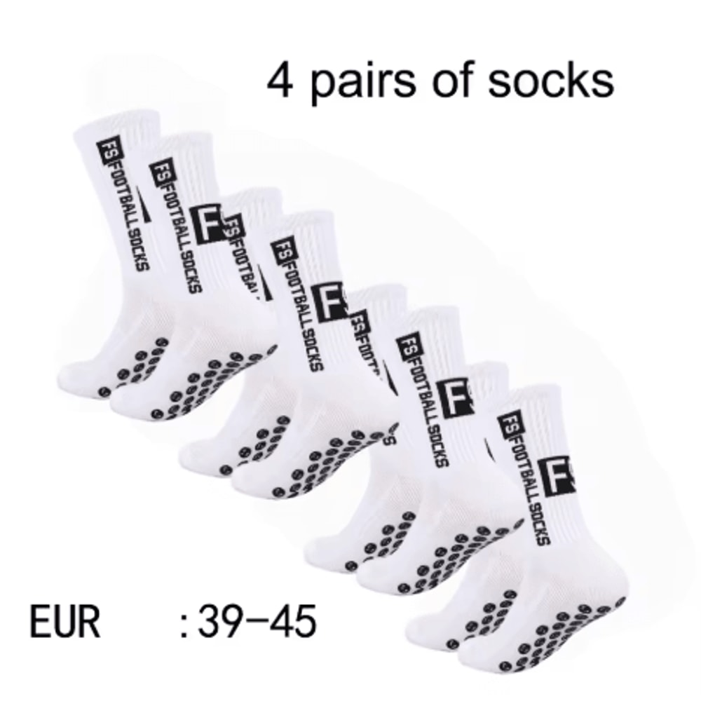 Mens Grip Soccer Socks 4 Pairs Non Slip Athletic Socks With Cushioned Pads For Football Basketball 2