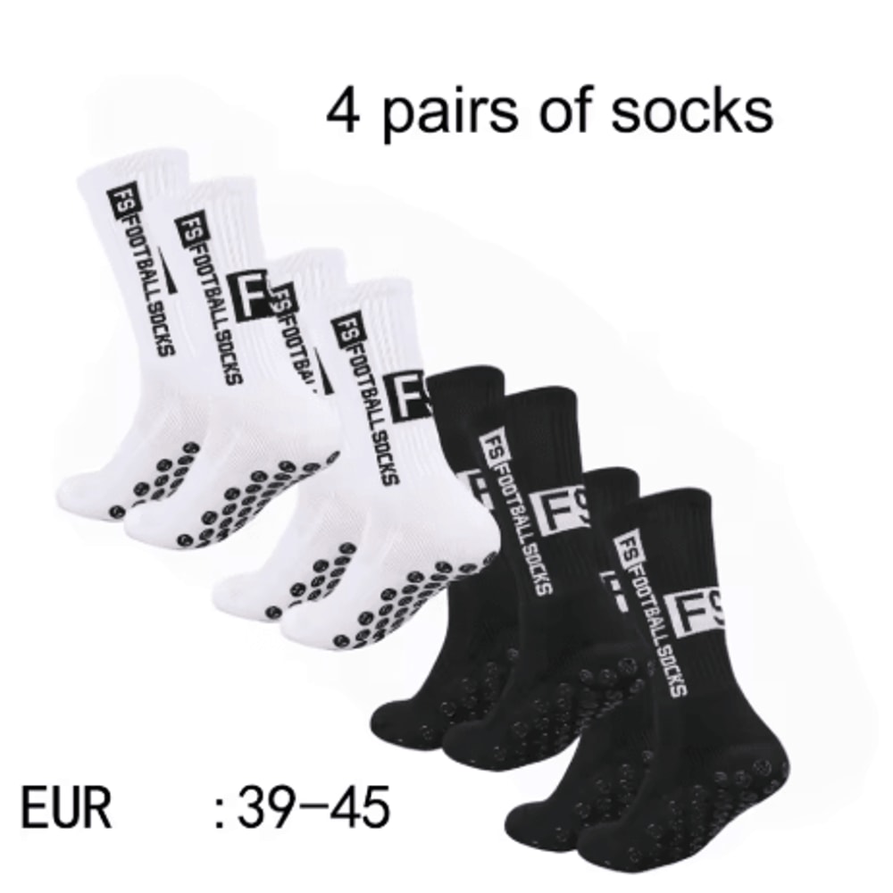 Mens Grip Soccer Socks 4 Pairs Non Slip Athletic Socks With Cushioned Pads For Football Basketball 3