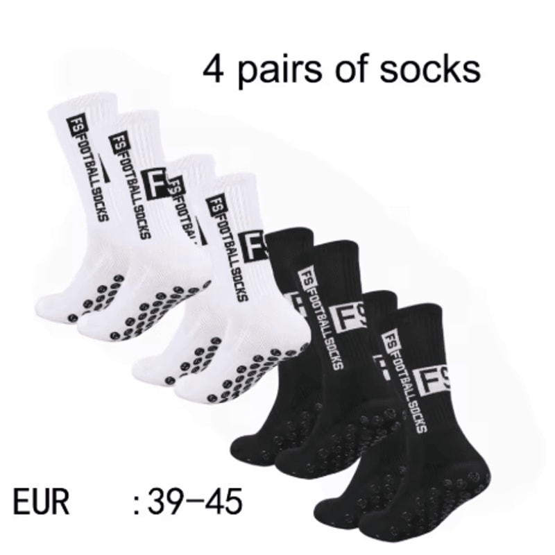 Mens Grip Soccer Socks 4 Pairs Non Slip Athletic Socks With Cushioned Pads For Football Basketball 3