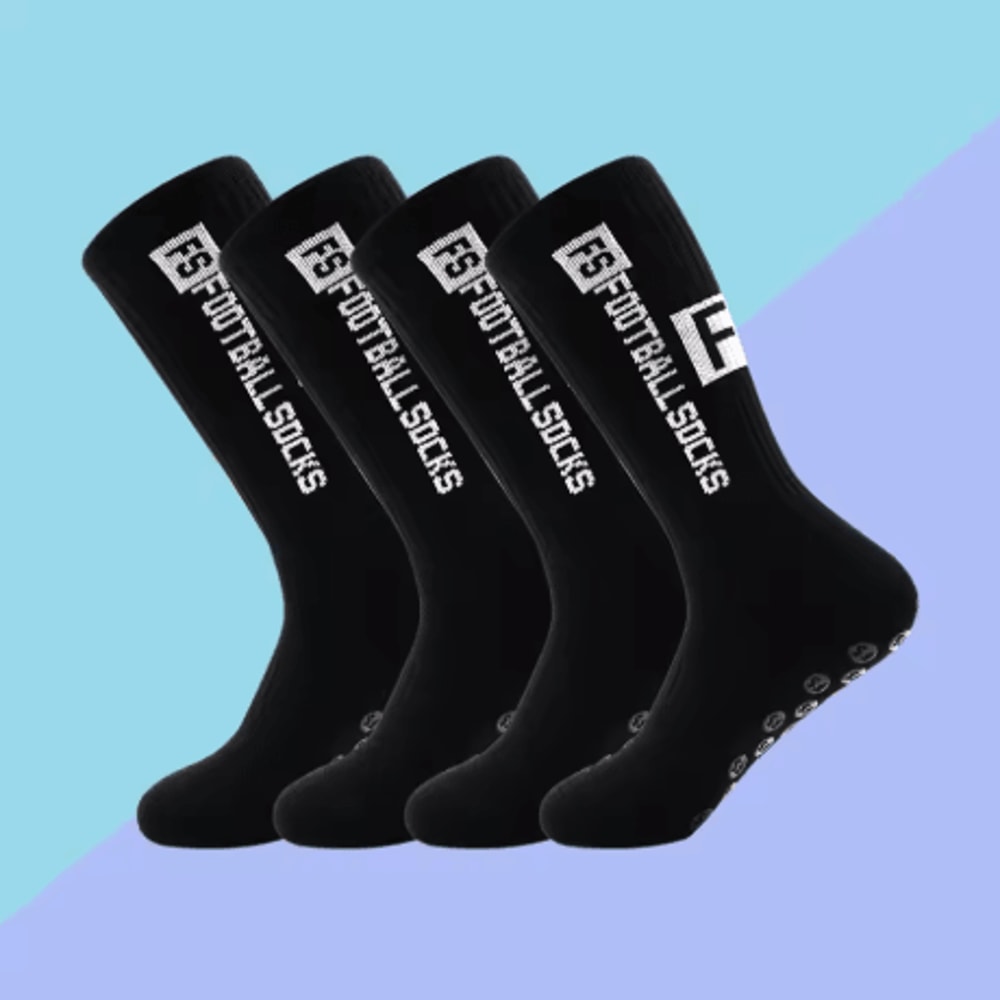 Mens Grip Soccer Socks 4 Pairs Non Slip Athletic Socks With Cushioned Pads For Football Basketball 4