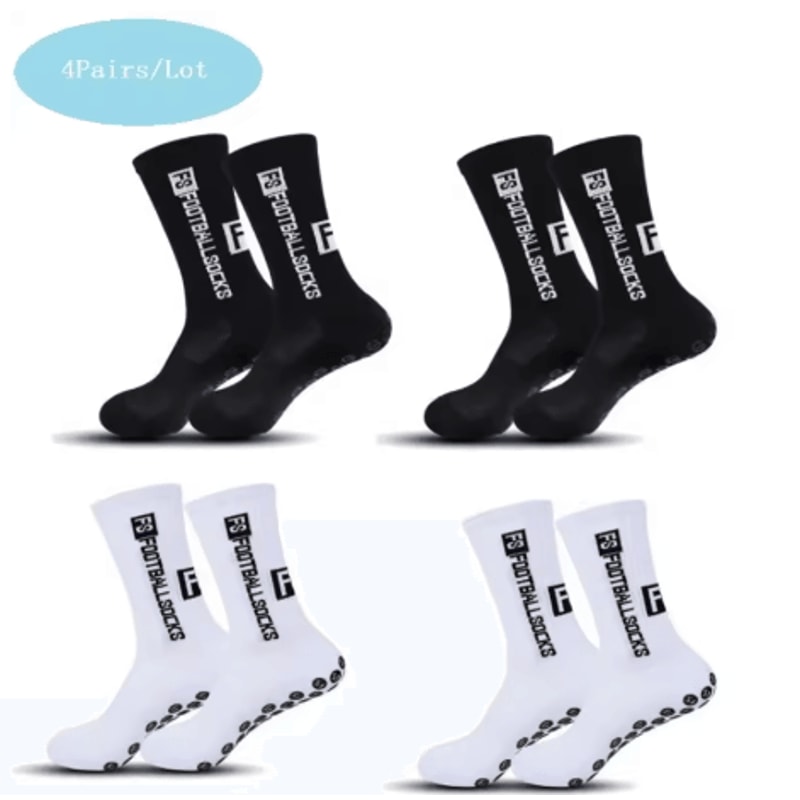 Mens Grip Soccer Socks 4 Pairs Non Slip Athletic Socks With Cushioned Pads For Football Basketball 7