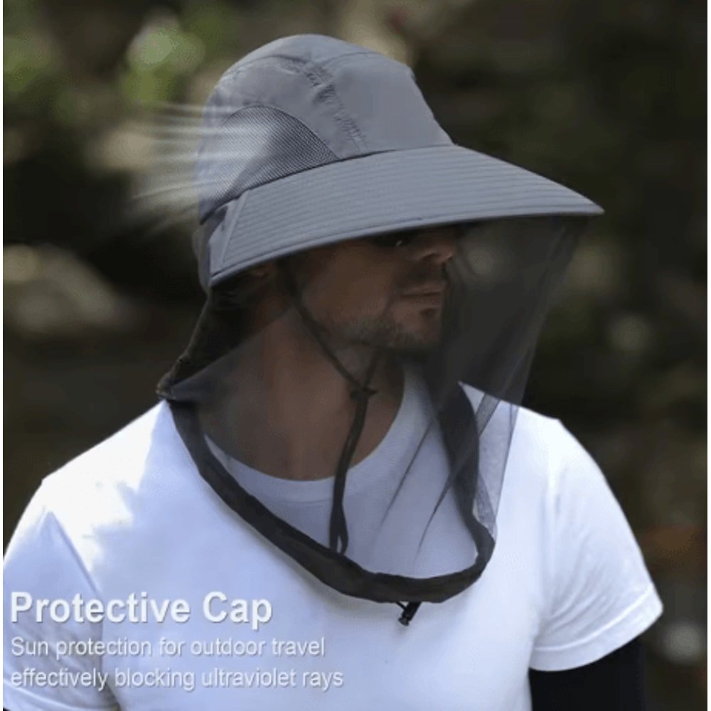 Mosquito Prevention Fishing Cap Full Mesh Insect Protective Head Net With Drawstring And Windproof 10