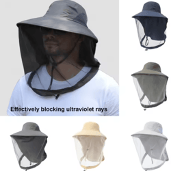 mosquito prevention fishing cap full mesh insect protective head net with drawstring and windproof strap