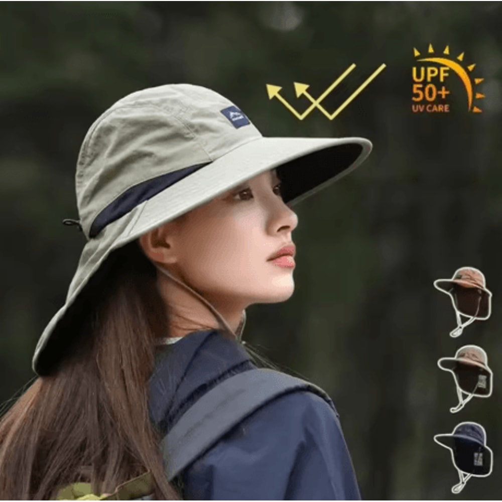 Unisex Summer Wide Brim Panama Hat Waterproof UV Fisherman Cap With Mesh And Neck Protection 0