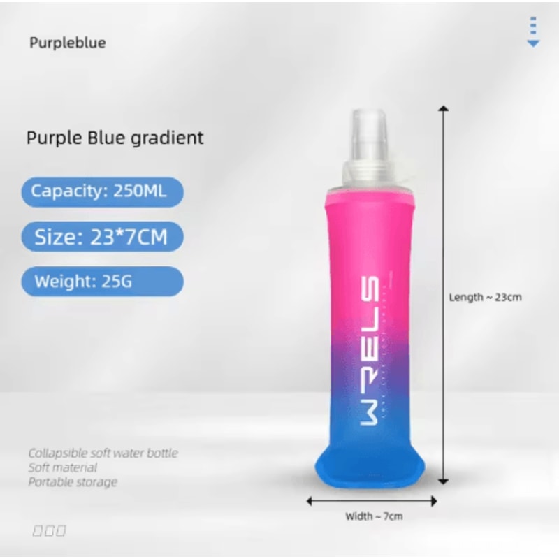 TPU Folding Soft Flask High Flow Portable Sports Water Bottle For Running Hiking And Cycling 0
