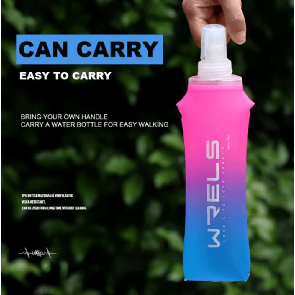 TPU Folding Soft Flask High Flow Portable Sports Water Bottle For Running Hiking And Cycling 9