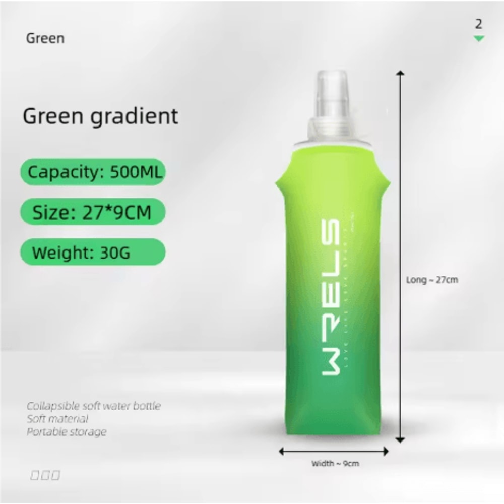 TPU Folding Soft Flask High Flow Portable Sports Water Bottle For Running Hiking And Cycling 3