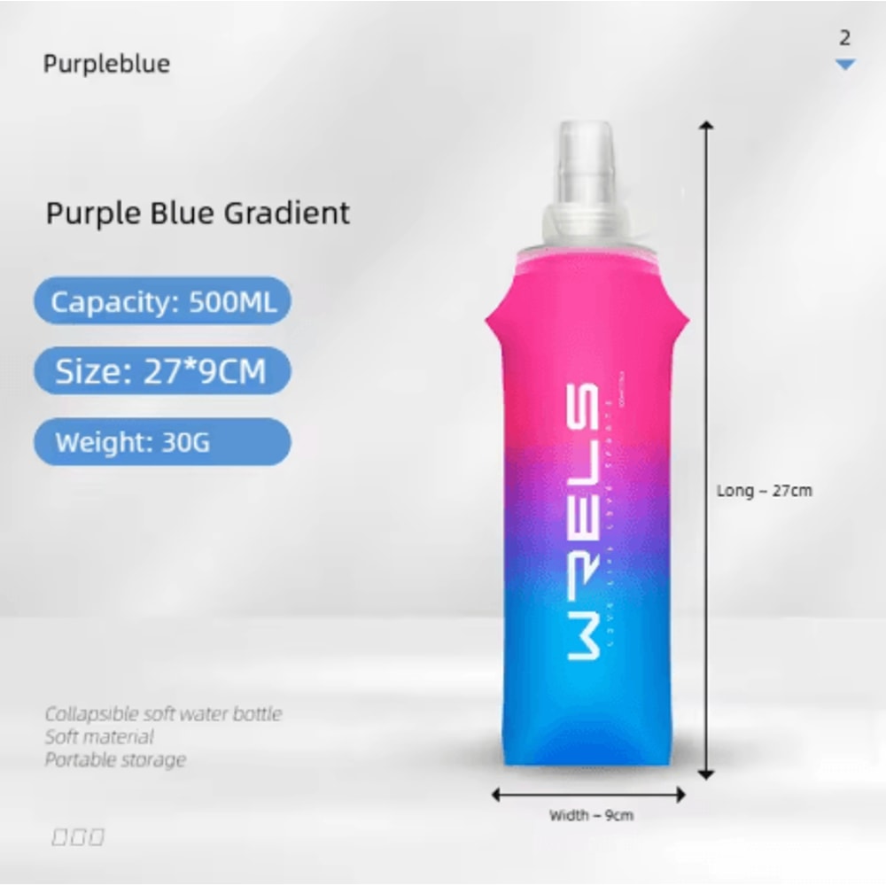 TPU Folding Soft Flask High Flow Portable Sports Water Bottle For Running Hiking And Cycling 4