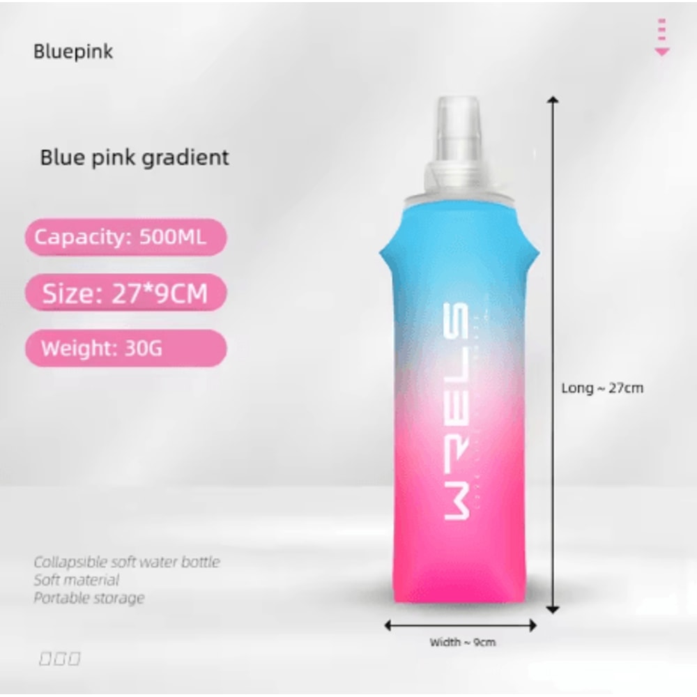 TPU Folding Soft Flask High Flow Portable Sports Water Bottle For Running Hiking And Cycling 5