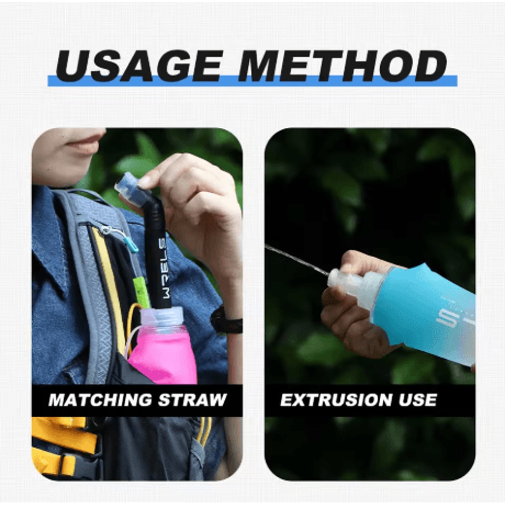 TPU Folding Soft Flask High Flow Portable Sports Water Bottle For Running Hiking And Cycling 12