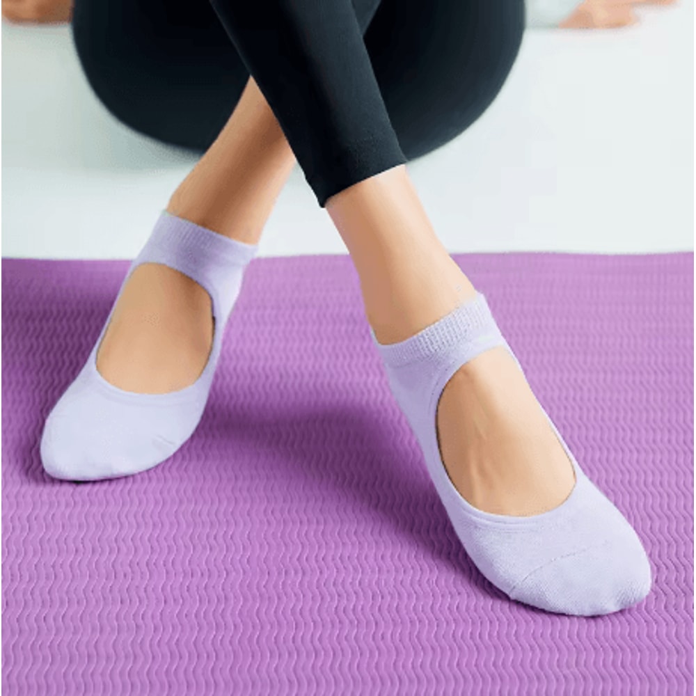 Womens Anti Slip Yoga Socks Breathable Backless Pilates And Ballet Ankle Socks For Fitness 1