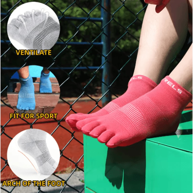 WRELS COOLMAX Split Toe Sports Socks Quick Drying Sweat Wicking Performance Socks For Running And C 4