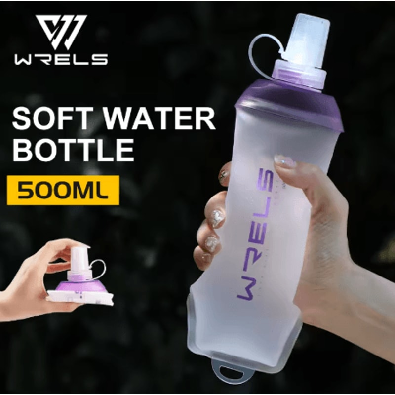 WRELS Soft Flask Water Bottle BPA Free Folding TPU Sports Bottle With Large Diameter Lightweight 2