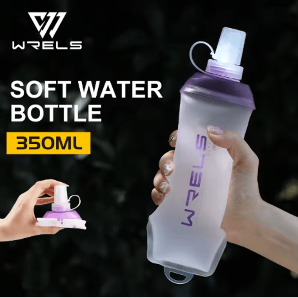 WRELS Soft Flask Water Bottle BPA Free Folding TPU Sports Bottle With Large Diameter Lightweight 3