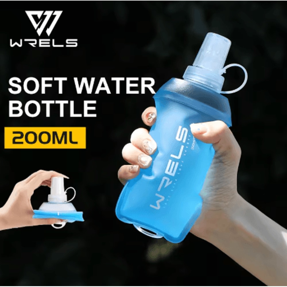 WRELS Soft Flask Water Bottle BPA Free Folding TPU Sports Bottle With Large Diameter Lightweight 5