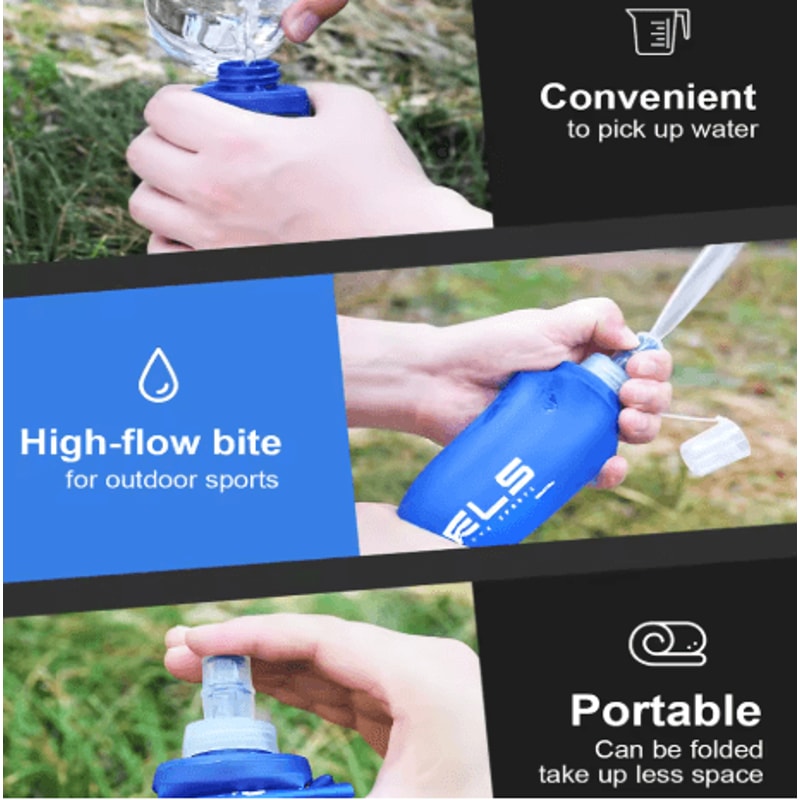WRELS Soft Water Bottle Flask BPA Free Folding Hydration Bag For Running Cycling And Camping 10