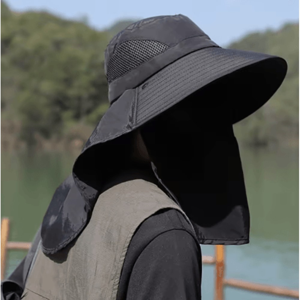 Summer UV Protection Sun Hat Wide Brim Outdoor Fishing And Hiking Bucket Hat With Neck Flap Unisex 7