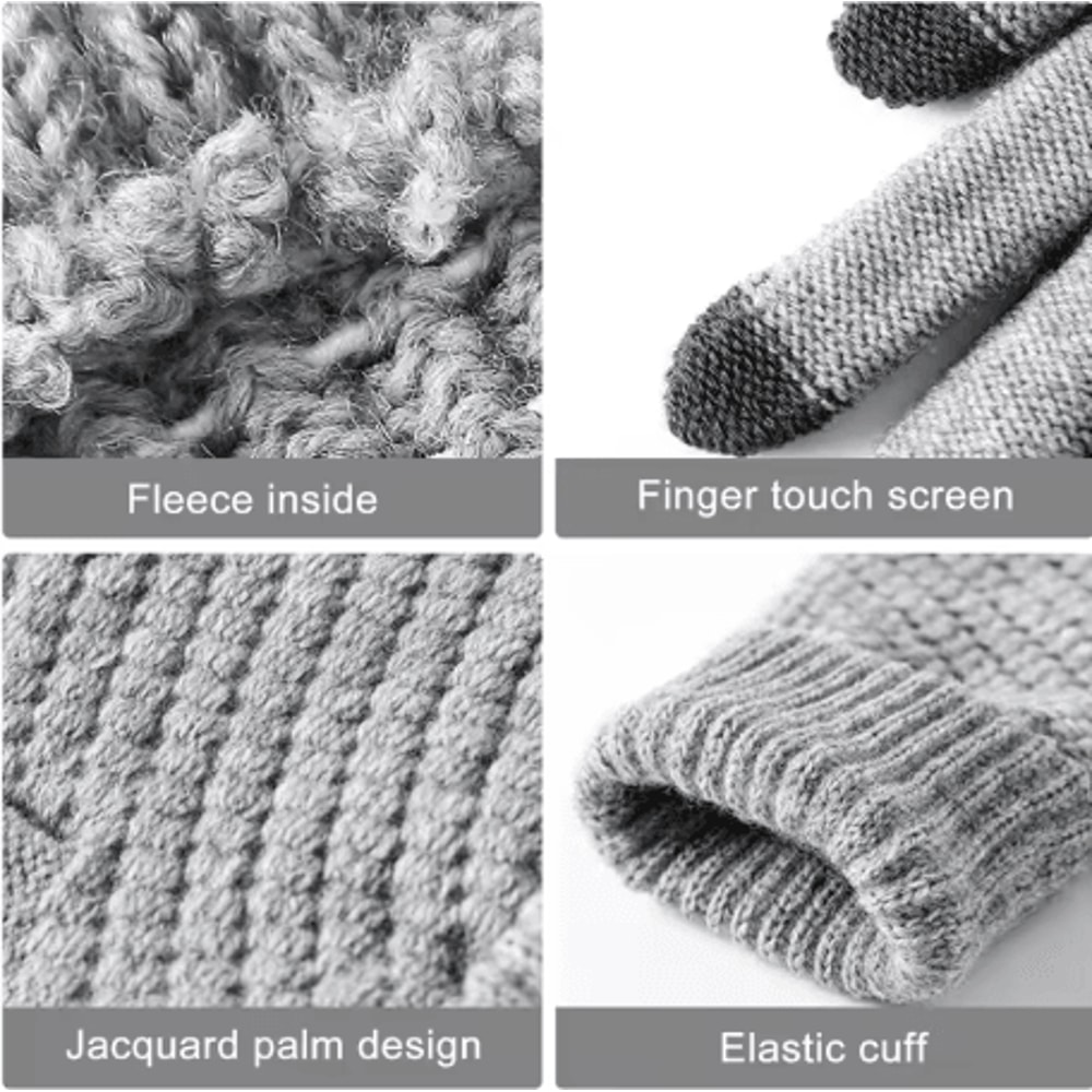 Winter Touchscreen Knit Gloves Warm Stretch Wool Full Finger Gloves For Men And Women 8