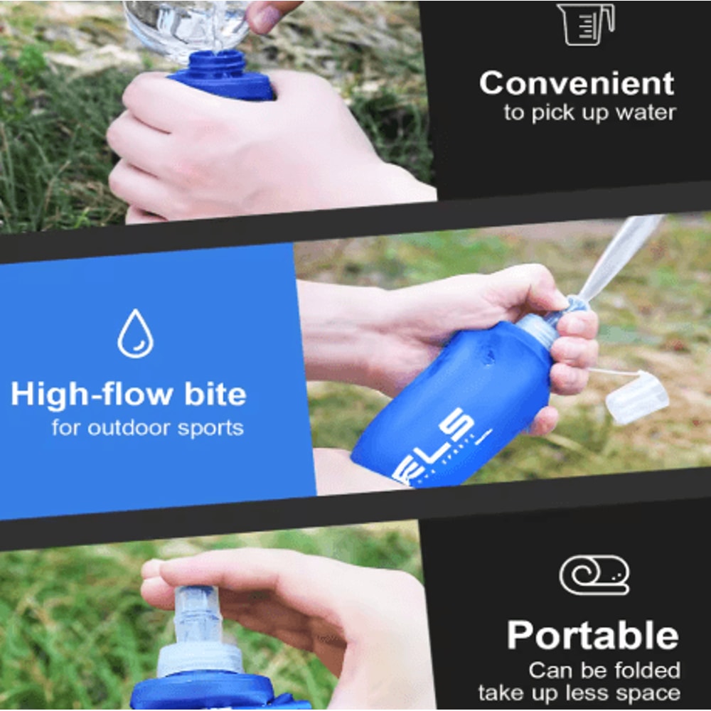 Collapsible Silicone Sports Water Bottle BPA Free Bite Valve Bottle For Running Camping And Travel 12